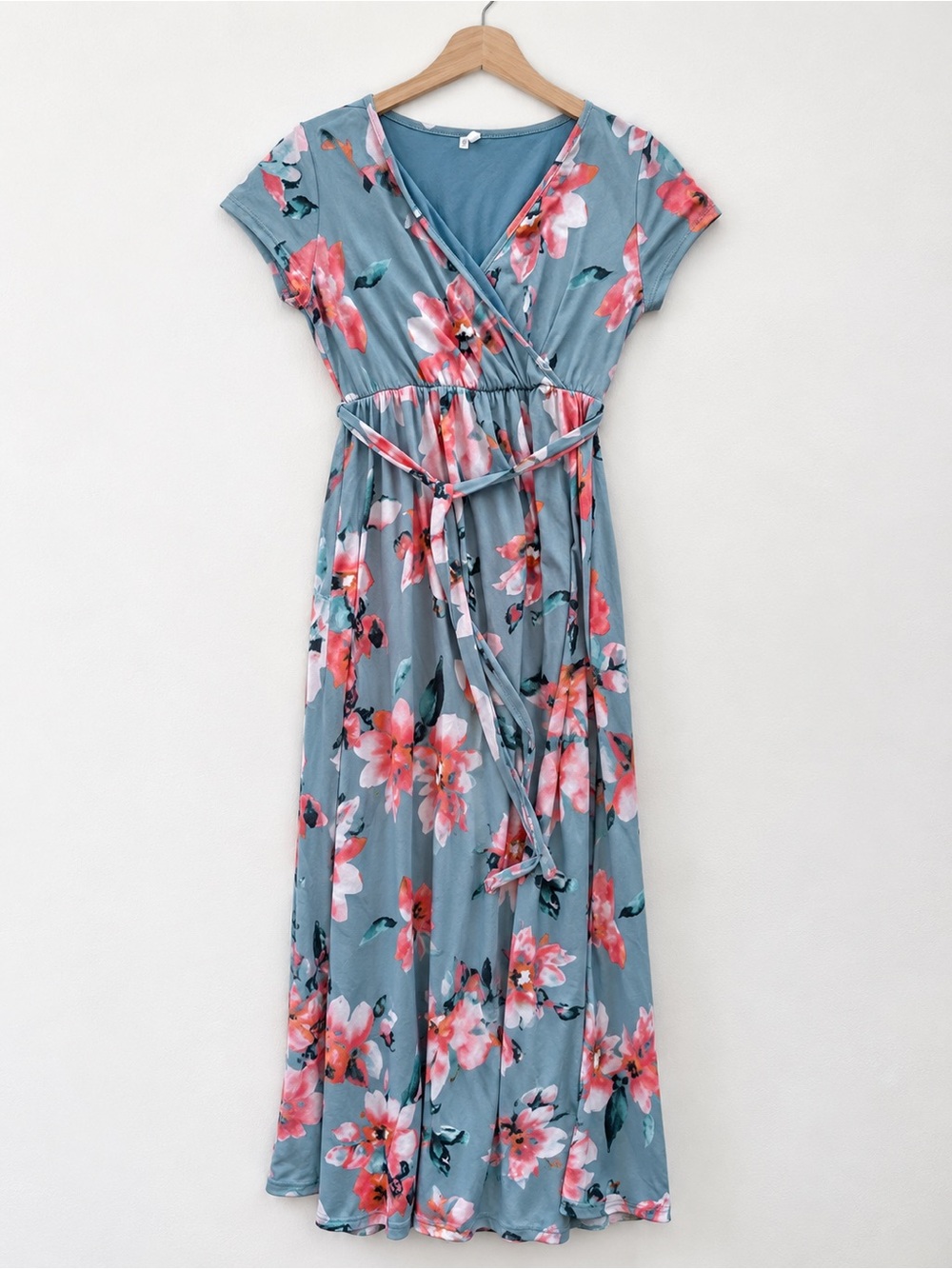 PinkBlush Maternity Floral Maxi Dress Blue Pink Medium